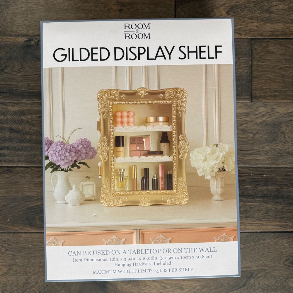 Room 2 Room Gilded Display Shelf Gold Ornate Baroque Wall Tabletop WS102025 NEW